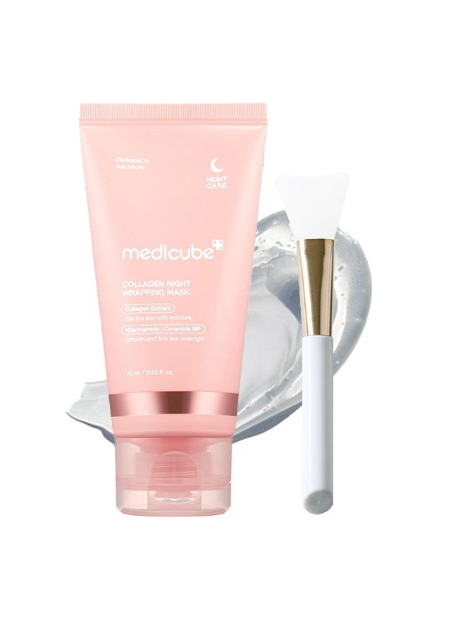 Medicube Collagen night Wrapping  Mask- Elasticity & Hydration Care, Reduces Sagging & Dullness - Hydrolyzed Collagen For Glowing Skin - Korean Skin Care,75ml