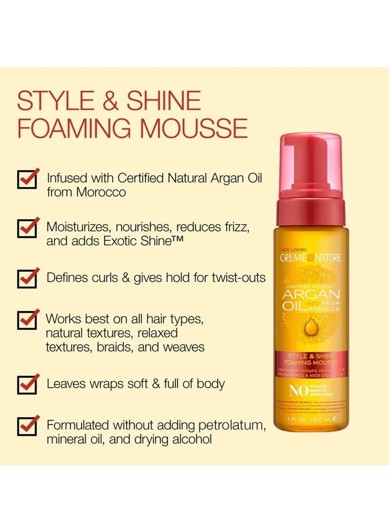 Creme Of Nature Argan Oil Style & Shine Foaming Mousse 207ML