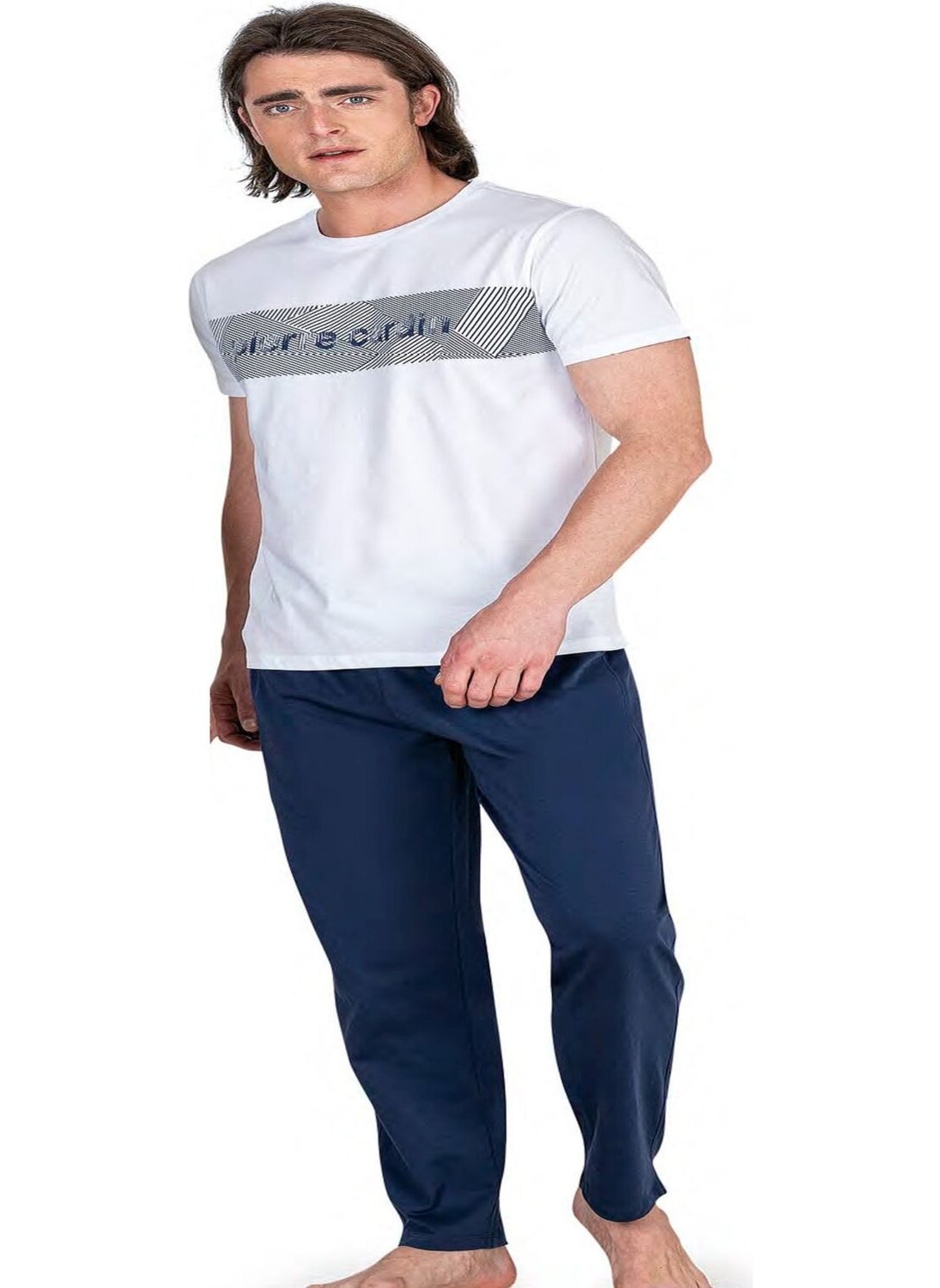 6050 Men's White Short Sleeve Pajama Set