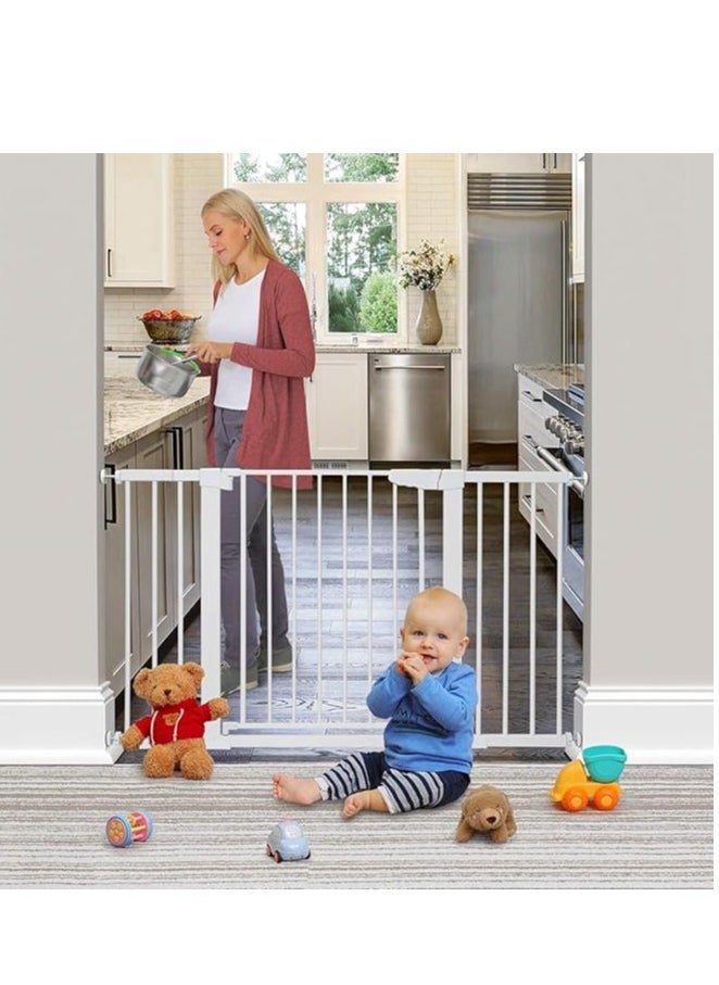 Auto Close Safety Baby Gate, Extra Wide Child Fence Gate 75-84cm + 30cm Extension Kit Maximum Suitable For 114cm, Baby Fence Barrier Dog Gate Baby Gates for Stairs and Doorways, Easy Install (Gate + 30cm Extension Kit)