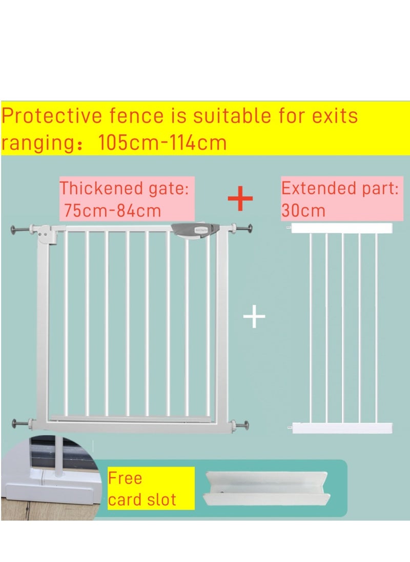 Auto Close Safety Baby Gate, Extra Wide Child Fence Gate 75-84cm + 30cm Extension Kit Maximum Suitable For 114cm, Baby Fence Barrier Dog Gate Baby Gates for Stairs and Doorways, Easy Install (Gate + 30cm Extension Kit)