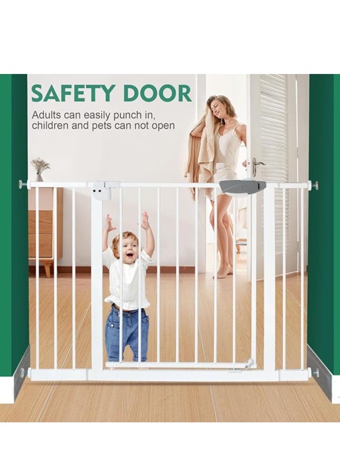 Auto Close Safety Baby Gate, Extra Wide Child Fence Gate 75-84cm + 30cm Extension Kit Maximum Suitable For 114cm, Baby Fence Barrier Dog Gate Baby Gates for Stairs and Doorways, Easy Install (Gate + 30cm Extension Kit)