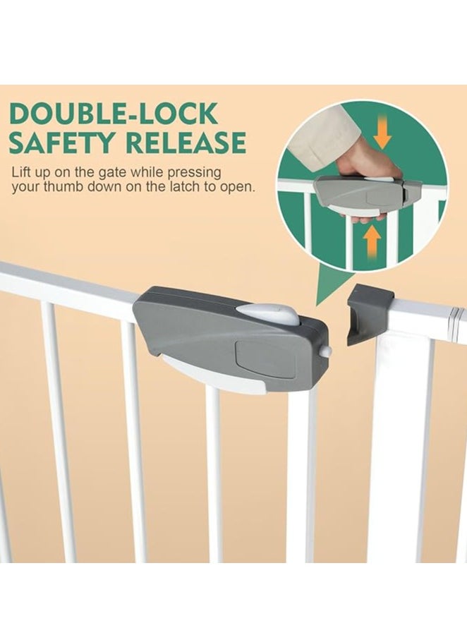 Auto Close Safety Baby Gate, Extra Wide Child Fence Gate 75-84cm + 30cm Extension Kit Maximum Suitable For 114cm, Baby Fence Barrier Dog Gate Baby Gates for Stairs and Doorways, Easy Install (Gate + 30cm Extension Kit)