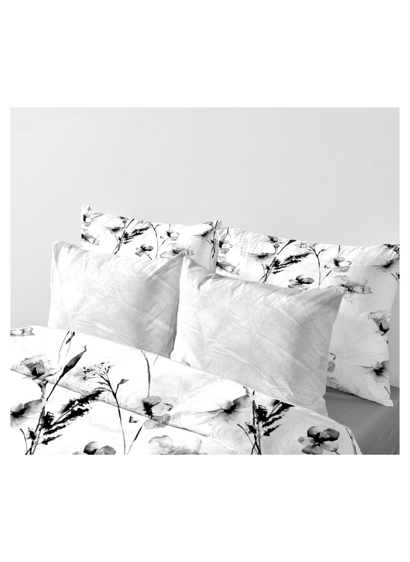 Monochrome Elegance Bed Sheet Set - Without Filling- 6 Pcs - 4 Pillow Covers - 1 Bedsheet - 1 Duvet Cover  King Size:  Duvet Cover: 220*240cm Fitted Sheet: 200*200cm+30cm Pillow Cases: 50*75cm