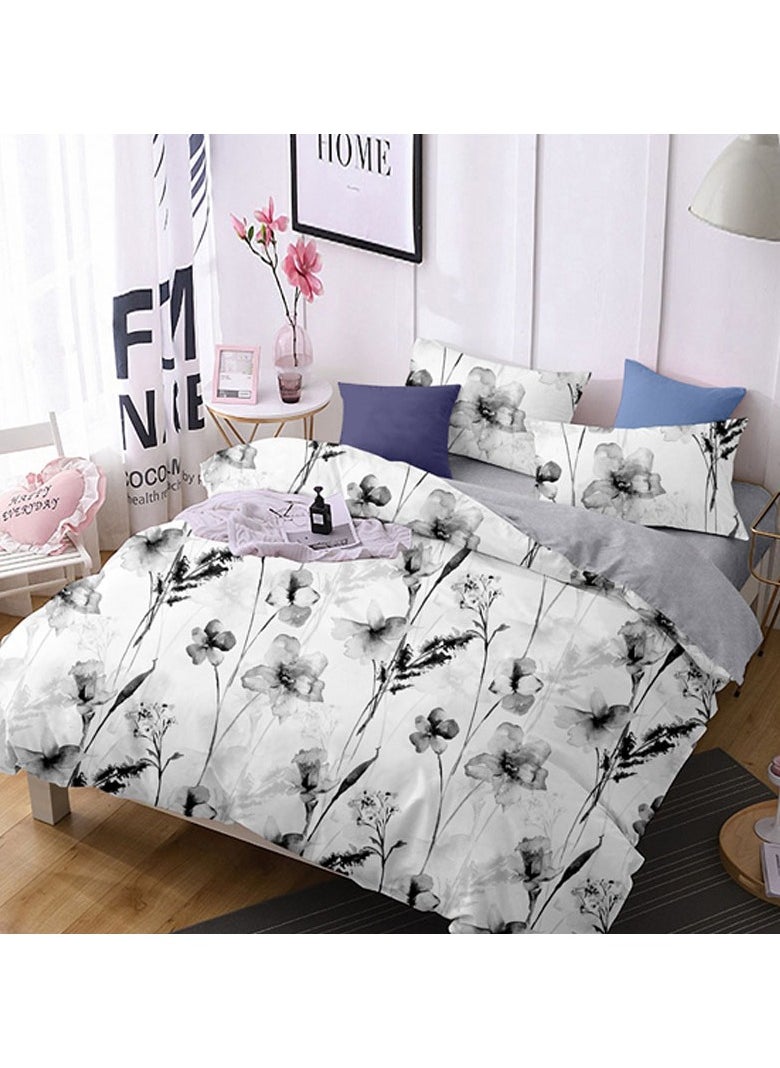 Monochrome Elegance Bed Sheet Set - Without Filling- 6 Pcs - 4 Pillow Covers - 1 Bedsheet - 1 Duvet Cover  King Size:  Duvet Cover: 220*240cm Fitted Sheet: 200*200cm+30cm Pillow Cases: 50*75cm