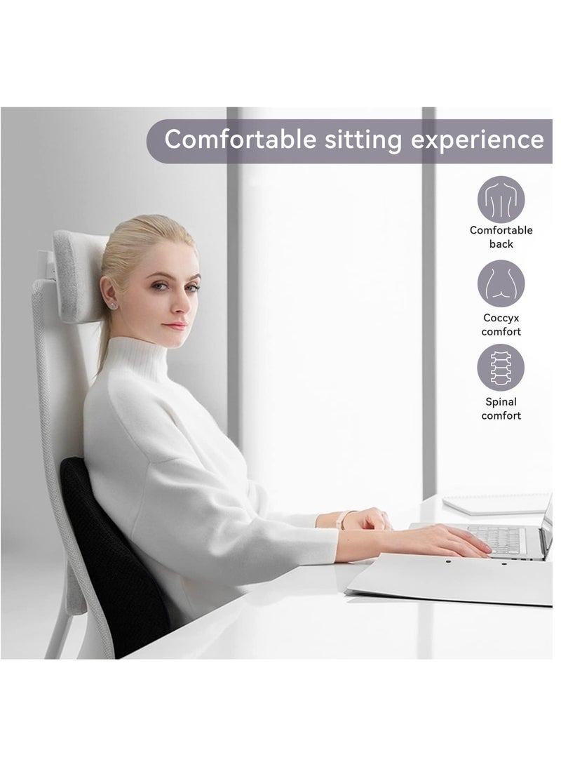 Advanced Portable Ergonomic Seat Cushion and Lumbar Support Pillow Set with Extra Large Memory Foam Back Support Pillow Cushion for Car Office Computer Chair Wheelchair