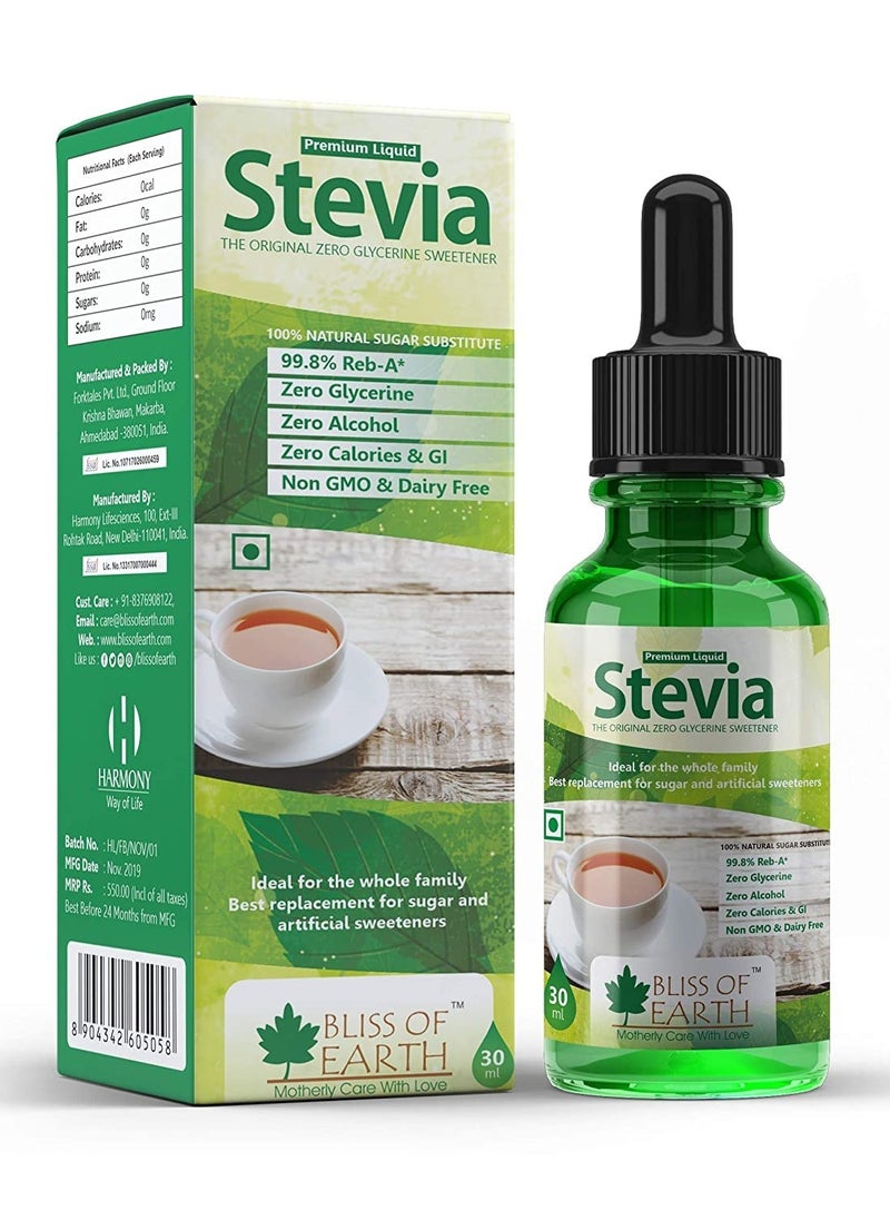 Bliss OF Earth liquid stevia in 30ml glassbottle