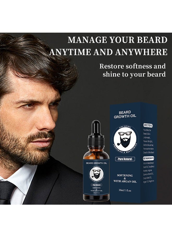 Beard Oil Cleanse&Refrese，Softens Facial Hair And Promotes Beard Restoration Of Softness And Shine Beard Growth Oil 30ML