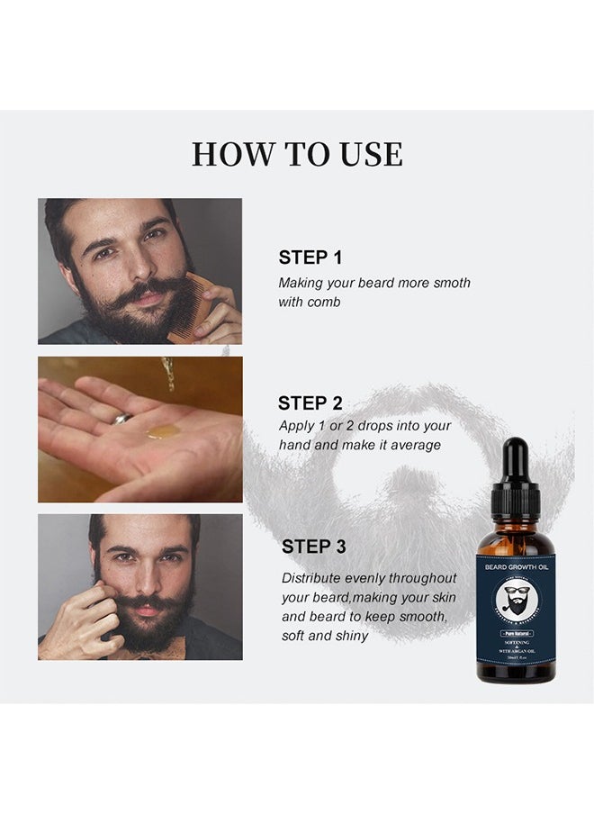 Beard Oil Cleanse&Refrese，Softens Facial Hair And Promotes Beard Restoration Of Softness And Shine Beard Growth Oil 30ML