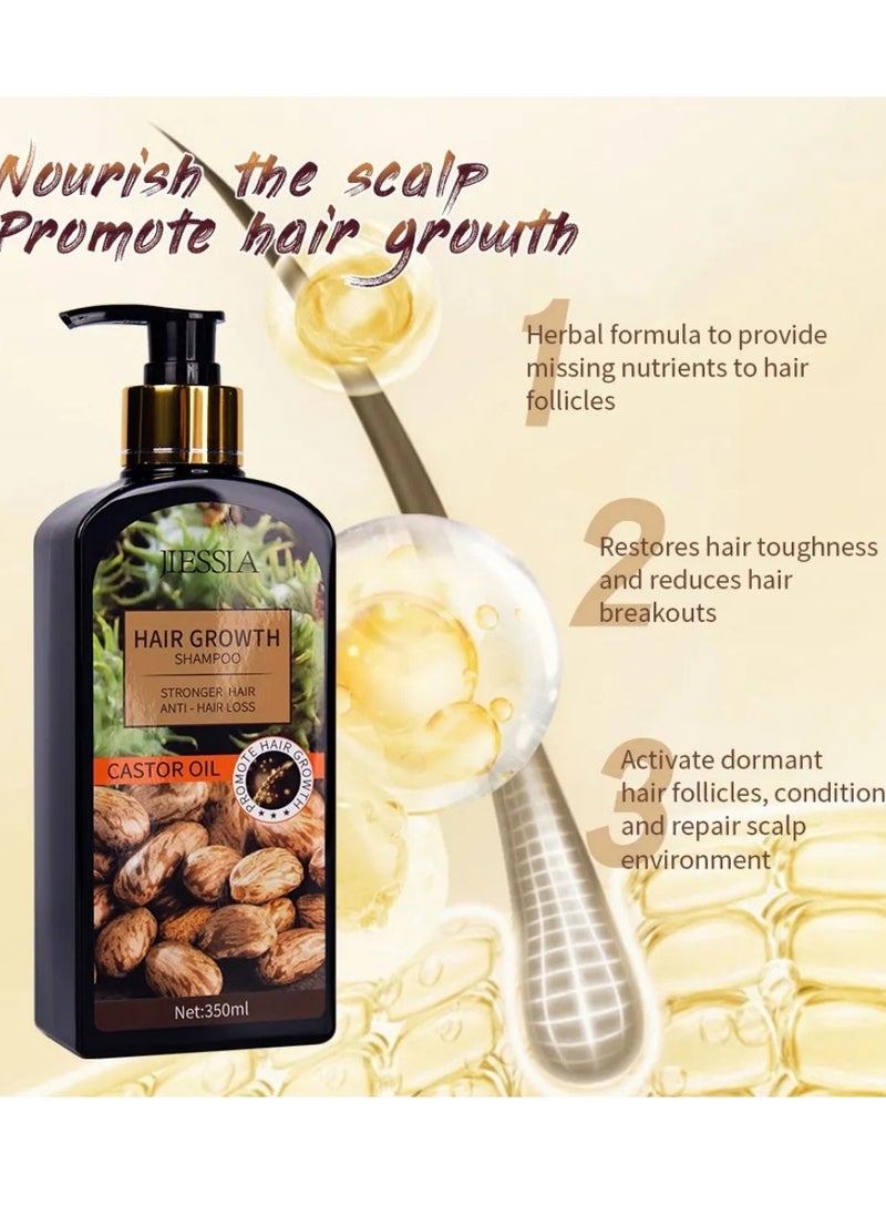 350ml Castor Oil Hair Growth Shampoo for Hair Growth and Increase Thickness Repair Dry and Damaged Hair Anti Hair Loss Shampoo Strengthens Hydrates Prevent Hair Breakage Castor Oil Shampoo