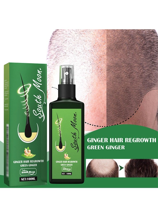 Ginger Hair Regrowth Green Ginger,Hair Nourishing Growth Spray, Green Ginger Hair Regrowth Spray, Moisturizing Fast Growth Anti-Defixation Spray Growth Solution, Organic Growth Plus Nourishing Ginger Spray for Men and Women(100ML)