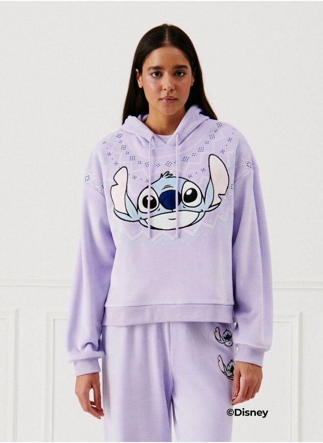 Stitch velour sweatshirt