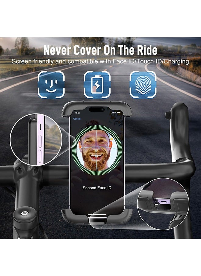 360° Rotation Bike Phone Holder, Electric Scooter Motorcycle Phone Mount, Bicycle Phone Holder, Handlebar Phone Mount, Bike Accessories, Black