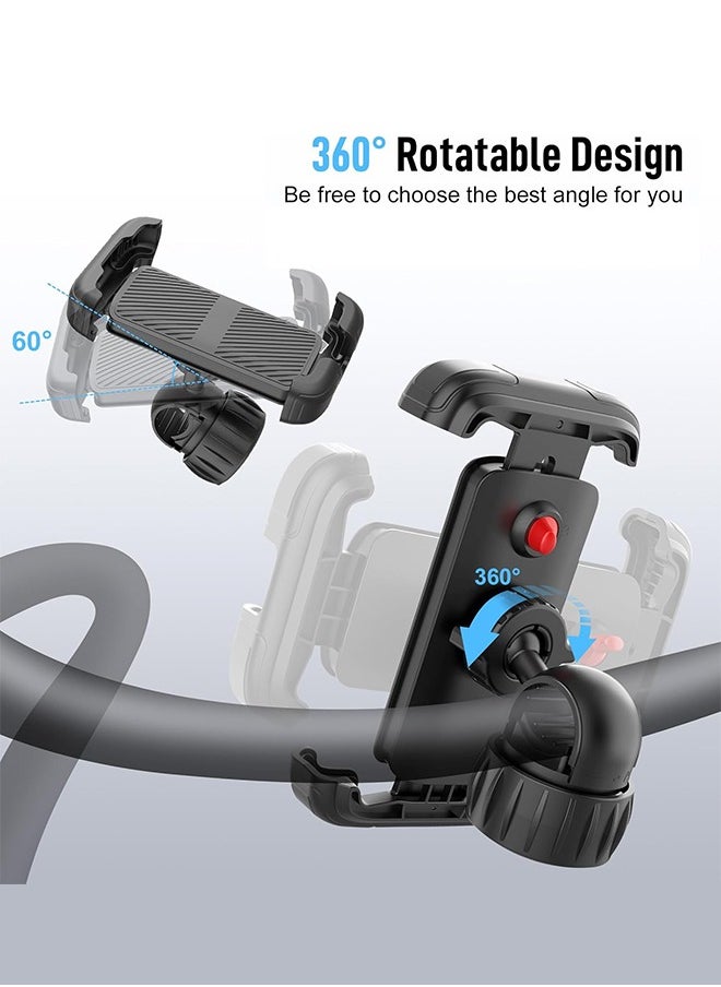 360° Rotation Bike Phone Holder, Electric Scooter Motorcycle Phone Mount, Bicycle Phone Holder, Handlebar Phone Mount, Bike Accessories, Black