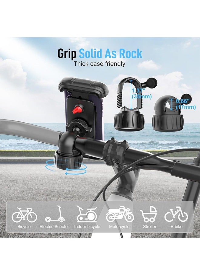 360° Rotation Bike Phone Holder, Electric Scooter Motorcycle Phone Mount, Bicycle Phone Holder, Handlebar Phone Mount, Bike Accessories, Black