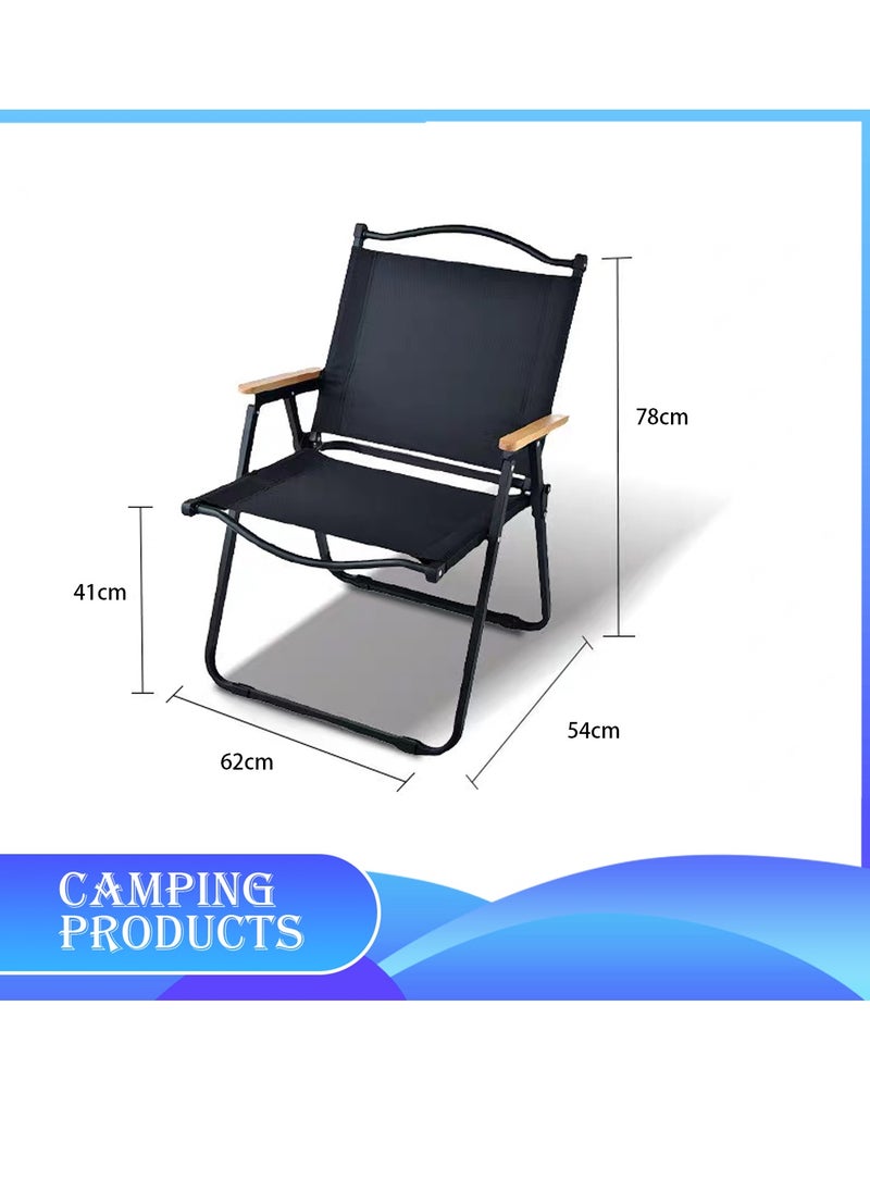 Portable Folding Camping Chair Black, Lightweight Folding Chair for Outdoor Enthusiasts, Folding Chair for Every Adventure, Folding Camping Chair for Travel and Leisure