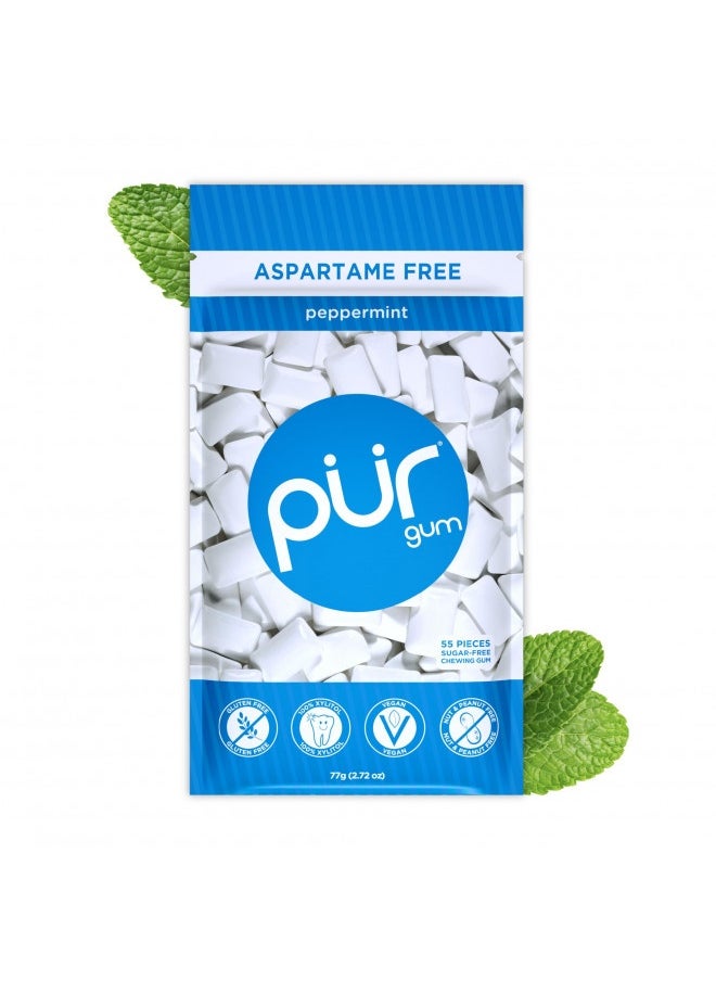 Pur Gum | Aspartame Free Chewing Gum | 100% Xylitol | Sugar Free, Vegan, Gluten Free And Keto Friendly | Natural Peppermint Flavored Gum, 55 Pieces (Pack Of 1)