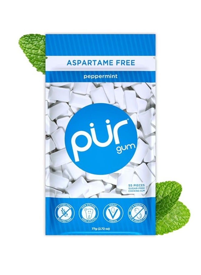 Aspartame Free Chewing Gum 100% Xylitol Natural Peppermint Flavored Gum 55 Pieces Pack of 1