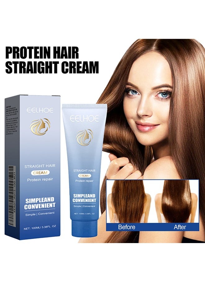 Straight Hair Cream Protein Repair ,Simpleand convenient,Protein Silk & Gloss Straightening Cream  - 3-Step Treatment for Smooth, Frizz-Free Hair 100ml