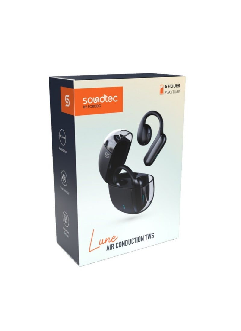 Air Conduction TWS Earbuds with Semi Transparent Case - Black