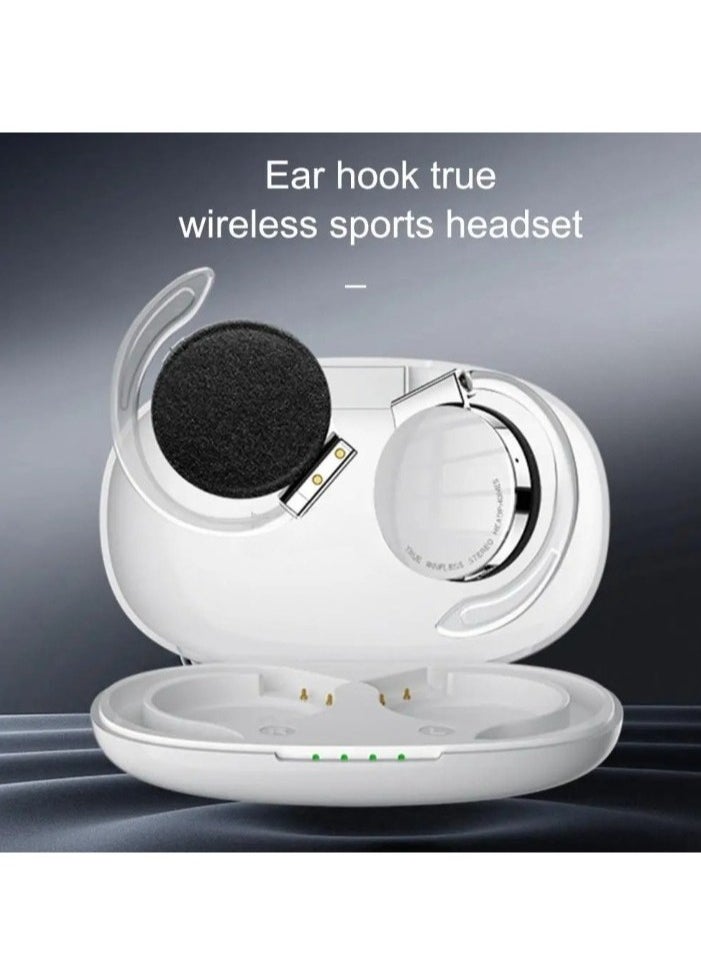 Open Ear Headphones, TWS Wireless Bluetooth Earphones, Noise Cancelling Microphones Headsets With Lights, High Bass Wireless Stereo Sports Hanging Earphones, (White)