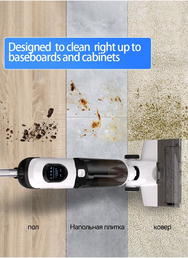 All In One Wet and Dry Cordless Vacuum Cleaner and Mop, 15kpa/170W,LCD Display, 45min Runtime, Voice Prompt,Multi-Surface Cleaning,Mop Vacuum Cleaner for Hard Floor, with Smart Control & Self-Cleaning System