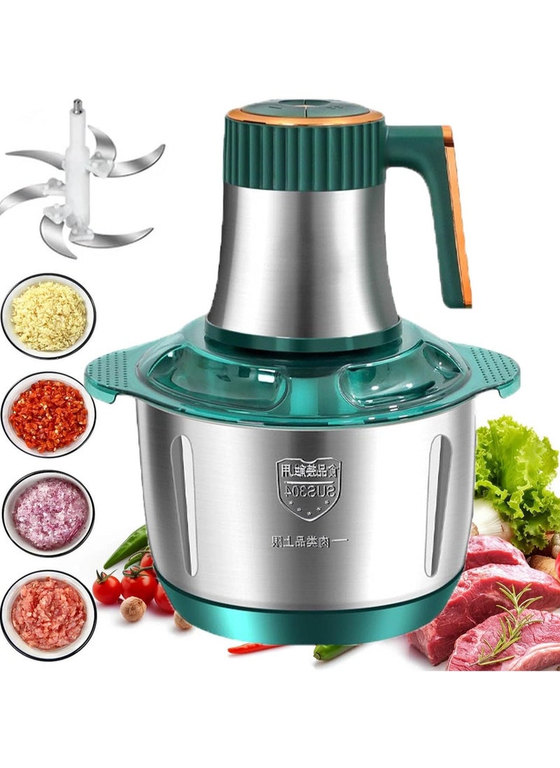 Meat Mincers, 5 L Stainless Steel Food Processor, Chopper for Meat, Sauces, Vegetables, Fruits and Nuts, 5 Adjustable Speeds