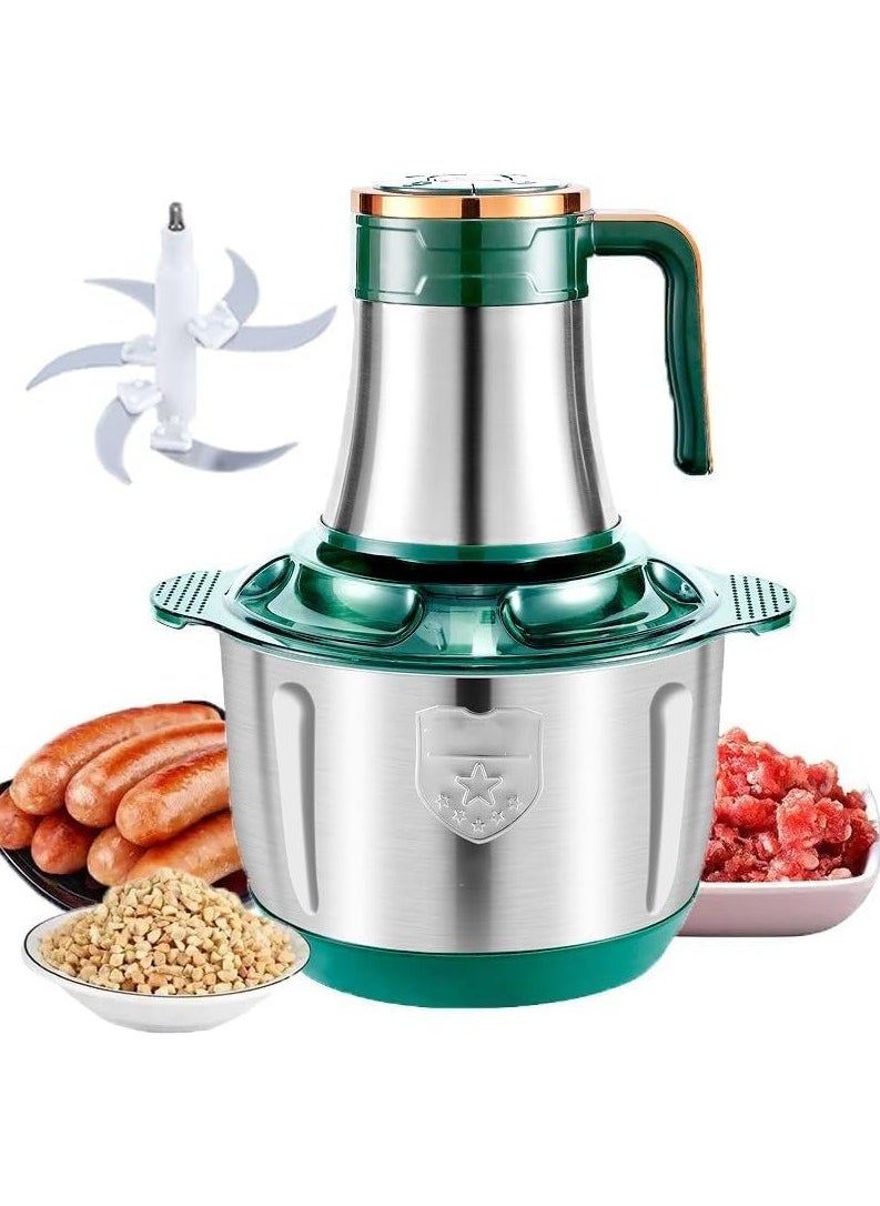 Meat Mincers, 5 L Stainless Steel Food Processor, Chopper for Meat, Sauces, Vegetables, Fruits and Nuts, 5 Adjustable Speeds