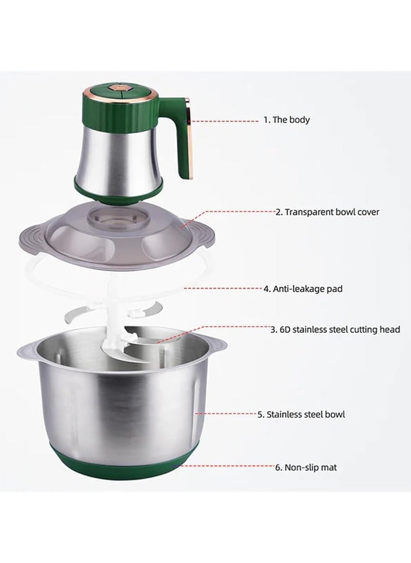 5L Food Processor Stainless Steel 800W Detachable Multifunctional Labor-saving Electric Food Chopper for Meat Vegetables