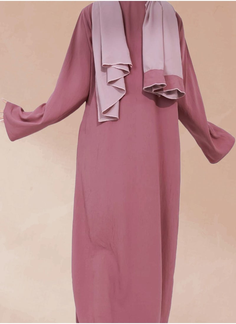 Double-tone abaya in Pink with Button Design