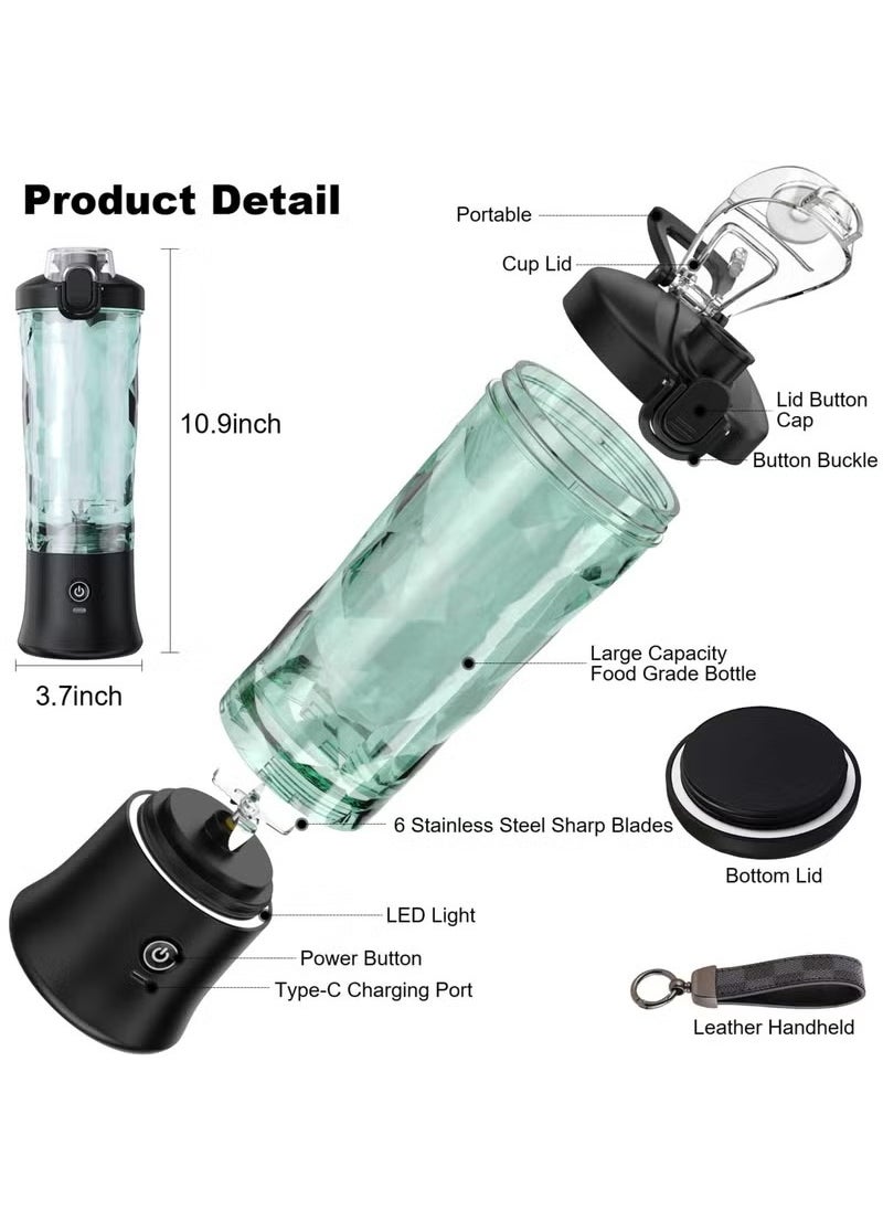 Portable Blender, Shake and Glide Personal Blender, Rechargeable Mini Blender, 21 Oz, with Travel Lid for Home/Kitchen/Gym