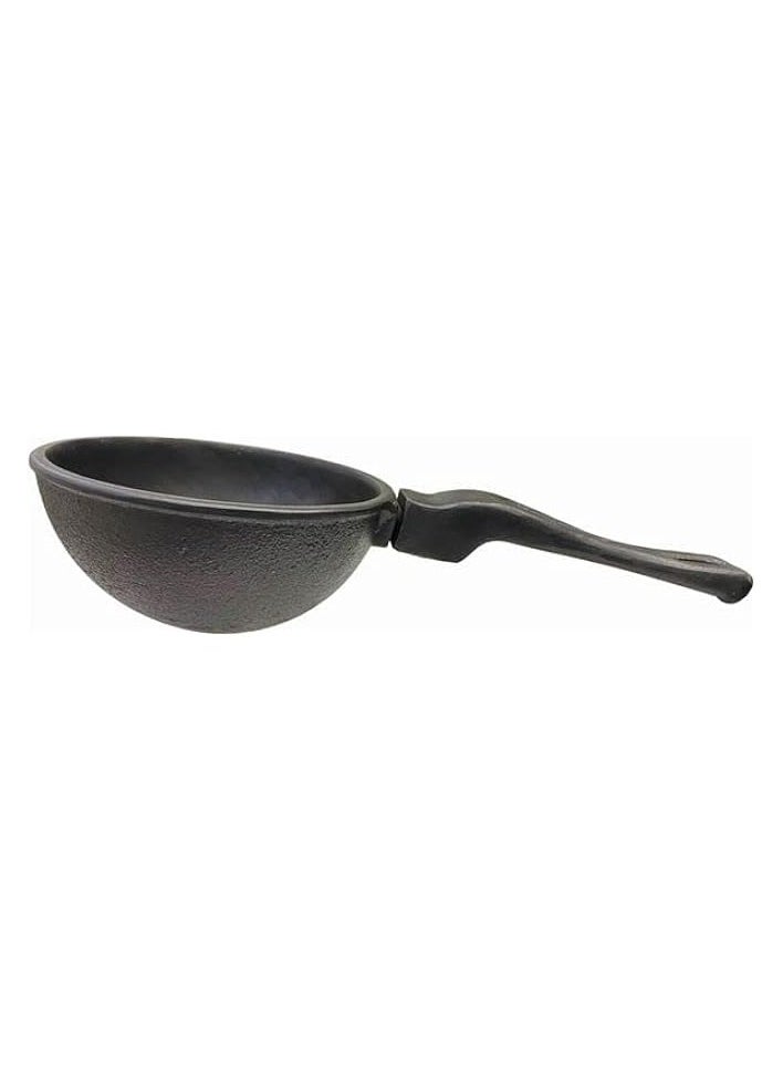 Cast Iron Pre-Seasoned Tadka Pan with Cast Iron Handle | Gas Compatible | Cookware, Frying Dal | Non Toxic | Small and Handy | Naturally Non-Stick | Black (D:13cms, 500ml)