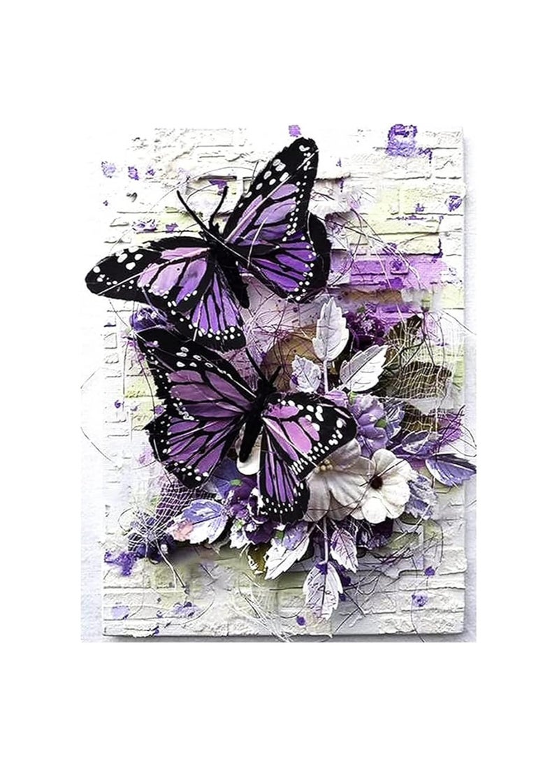 HASTHIP® Diamond Painting Kit, 5D Diamond Painting Kit for Adults & Kids, 12x16inch DIY 5D Round Full Drill Butterfly Diamond Art, Very Suitable for Home Leisure and Wall Decoration