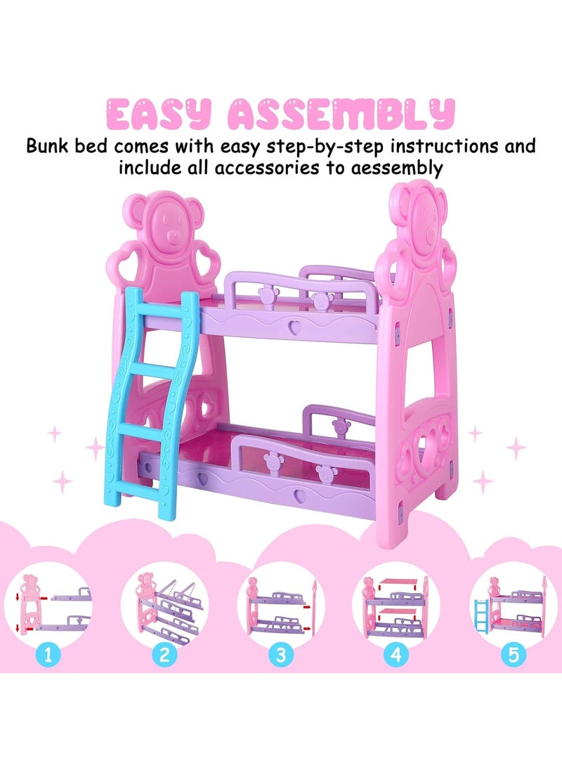 Baby Doll Accessories Bunk Bed Doll Crib,Doll Furnitures Toy Bed Doll Crib zfor Twin Dolls fits 14 Inch,Doll Furniture Accessories Toys