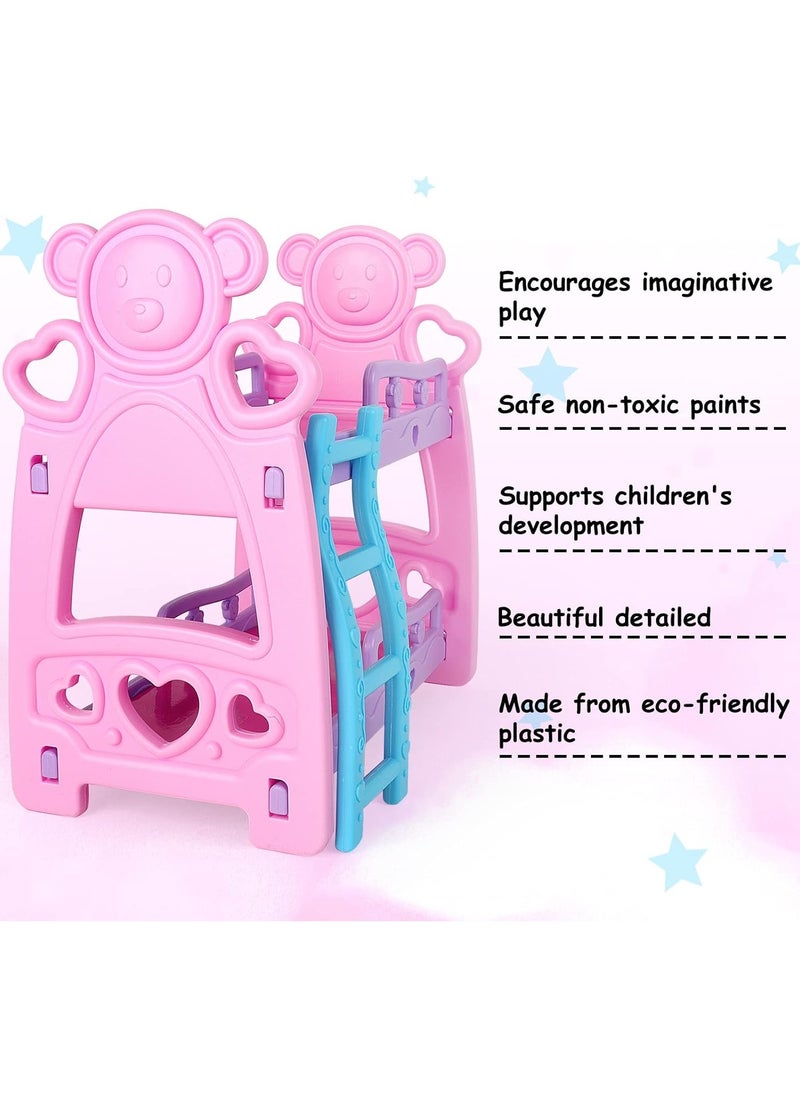 Baby Doll Accessories Bunk Bed Doll Crib,Doll Furnitures Toy Bed Doll Crib zfor Twin Dolls fits 14 Inch,Doll Furniture Accessories Toys