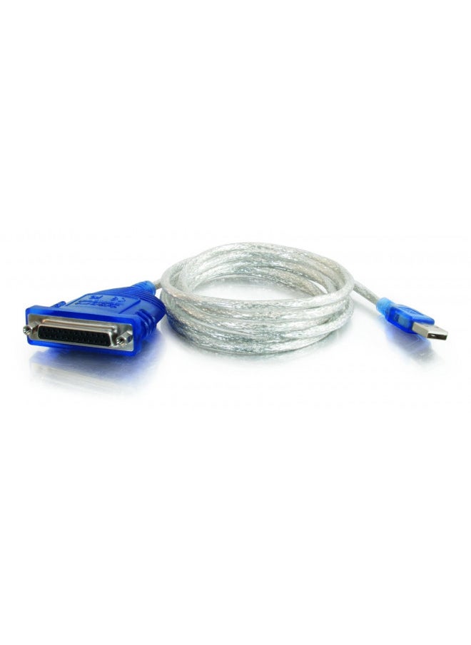 C2G USB to Parallel Printer Cable - DB25 Adapter Connects Printers to Computer USB Ports - 6ft Cable with Molded Connectors for Durability - 16899