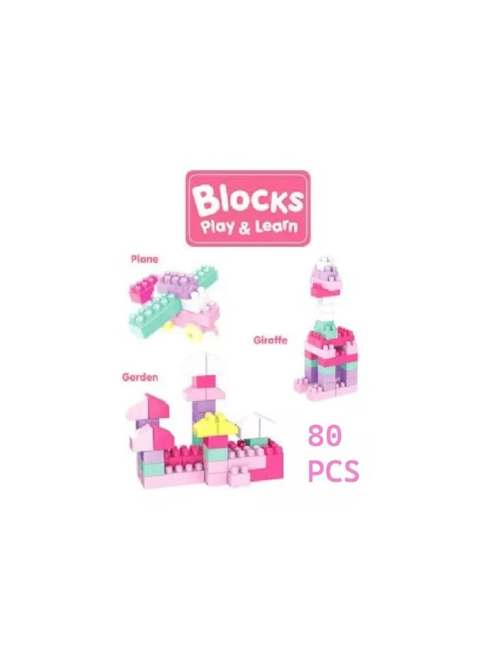 Blocks Cubes 80 Pieces Large Building Blocks Girl