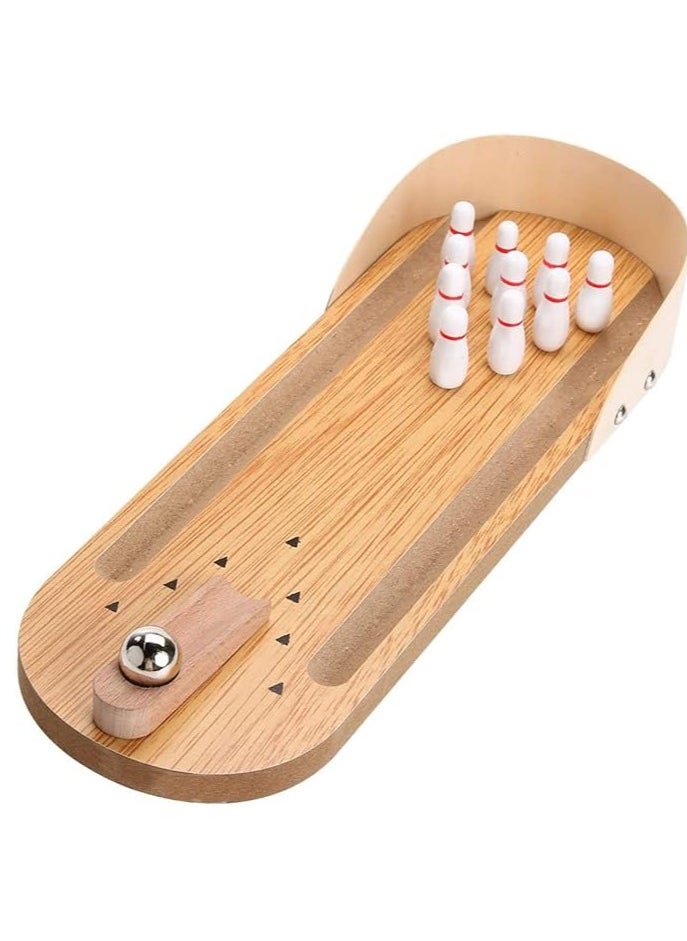 Table Top Mini Bowling Game Set-Tabletop Wooden Board Mini Arcade Desktop Tiny Bowling Shooting Alley Office Desk Stress Relief Gadgets Small Finger Toys Fun Gag Gifts for MenWomen Kids Teens Boys