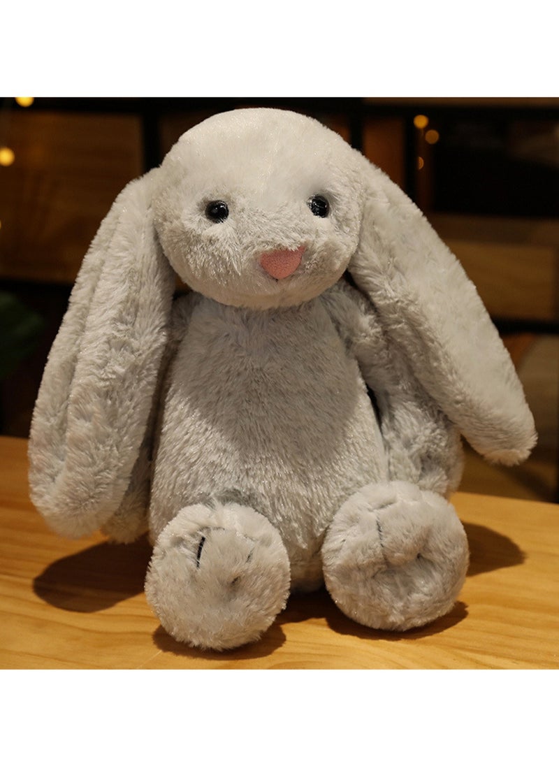 30 CM Cute Simulation Rabbit Plush Toy Soft Stuffed Cartoon Animal Doll For Girls And Boys All Ages Gift (Grey)