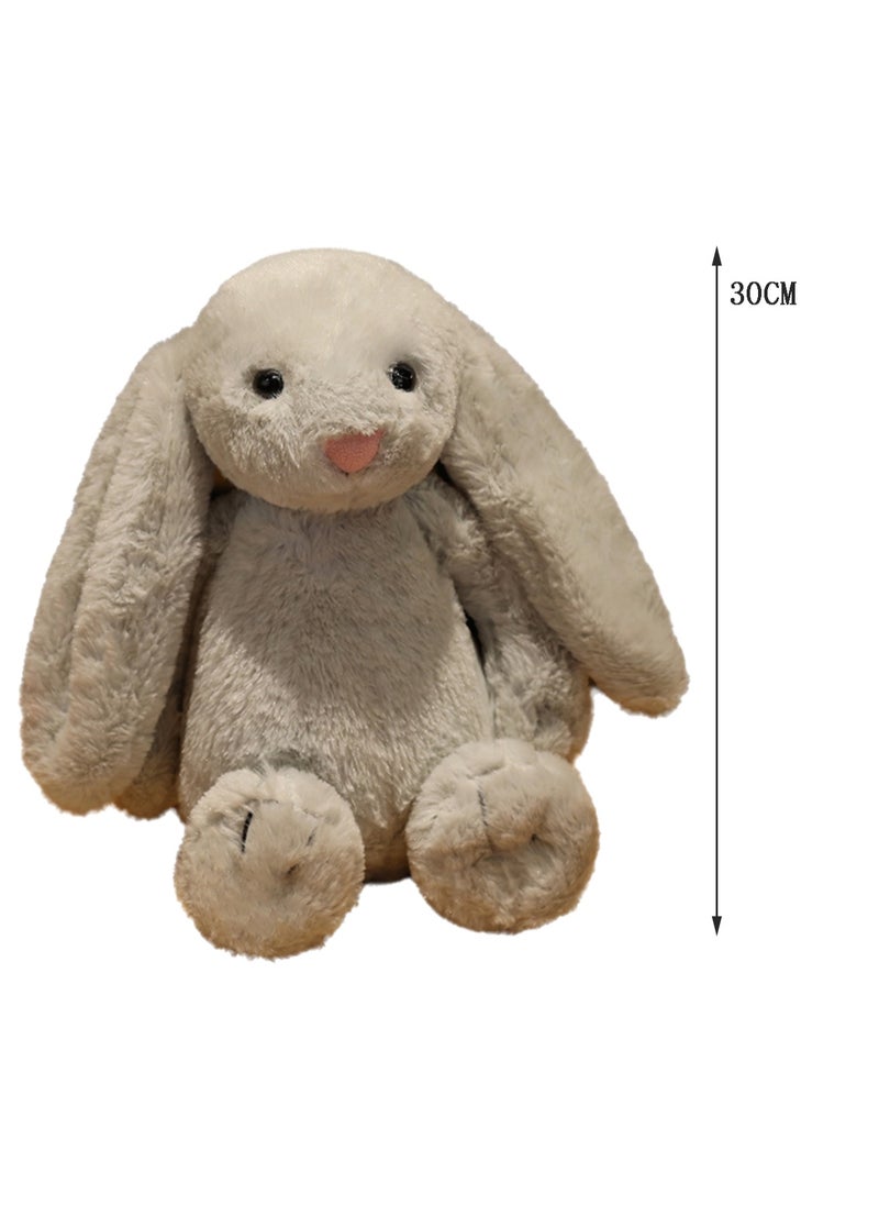 30 CM Cute Simulation Rabbit Plush Toy Soft Stuffed Cartoon Animal Doll For Girls And Boys All Ages Gift (Grey)