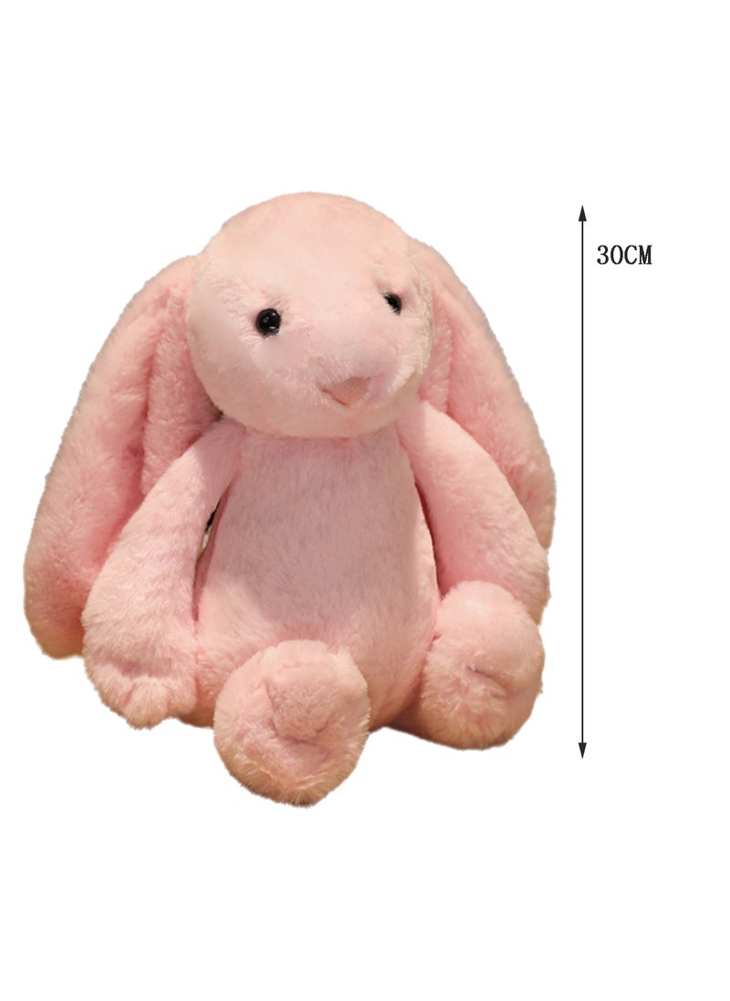 30 CM Cute Simulation Rabbit Plush Toy Soft Stuffed Cartoon Animal Doll For Girls And Boys All Ages Gift (Pink)