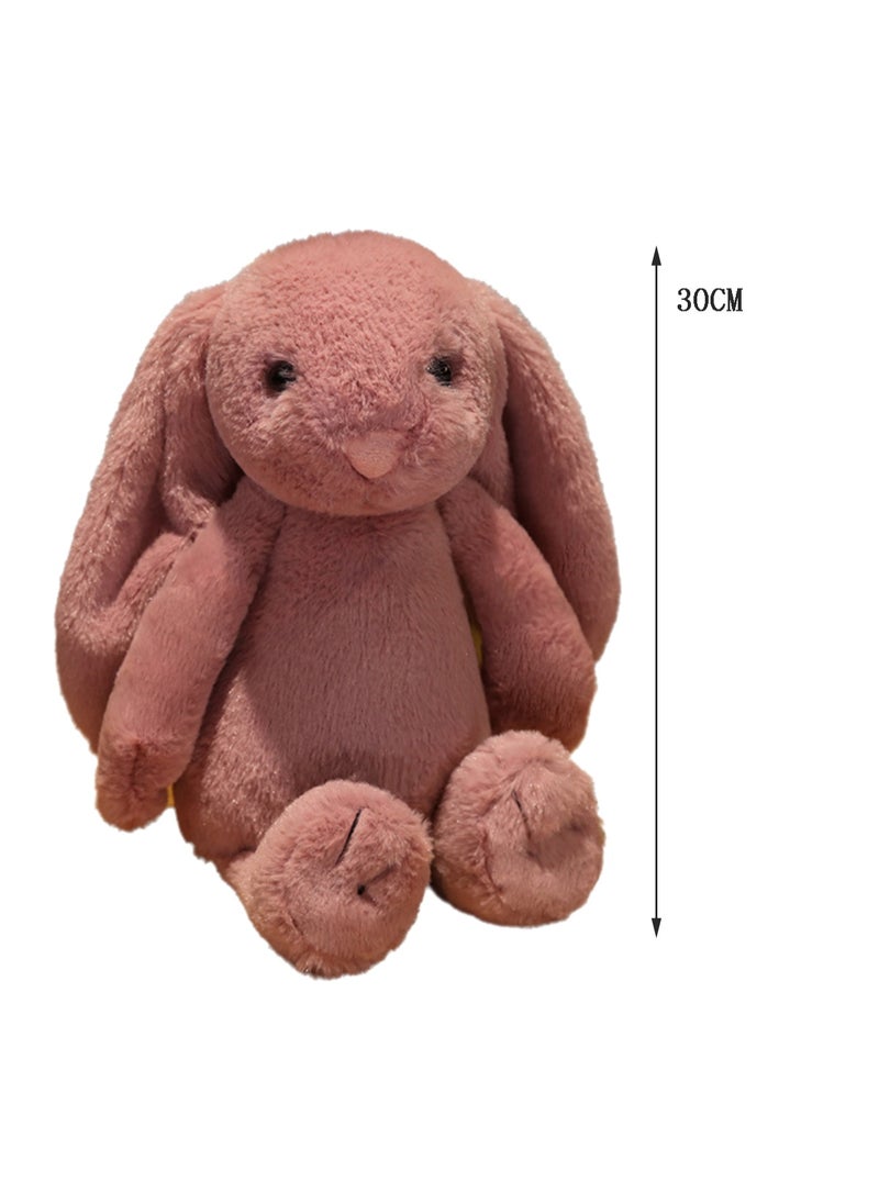 30 CM Cute Simulation Rabbit Plush Toy Soft Stuffed Cartoon Animal Doll For Girls And Boys All Ages Gift (Red)