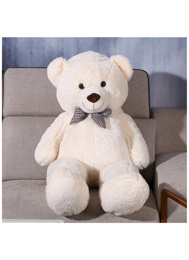 Giant Teddy Bear - 100cm White Plush Stuffed Toy Doll - Large Birthday Gift for Kids, Girlfriend, Wife - Adorable and Cuddly Companion for All Ages