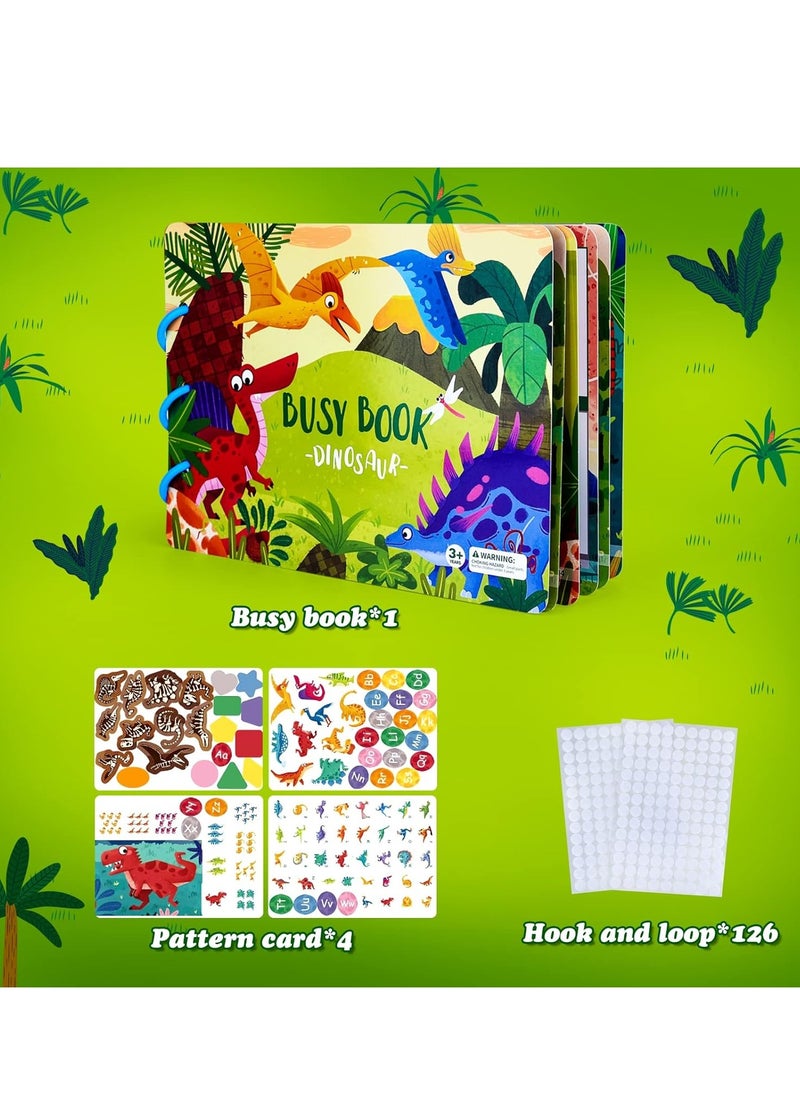 Montessori Toys Educational Busy Book, Early Learning Interactive Toys for Kids, Sensory Toy Preschool Activity Binder Busy Book for Develop Learning Skills (Dinosaur Theme)