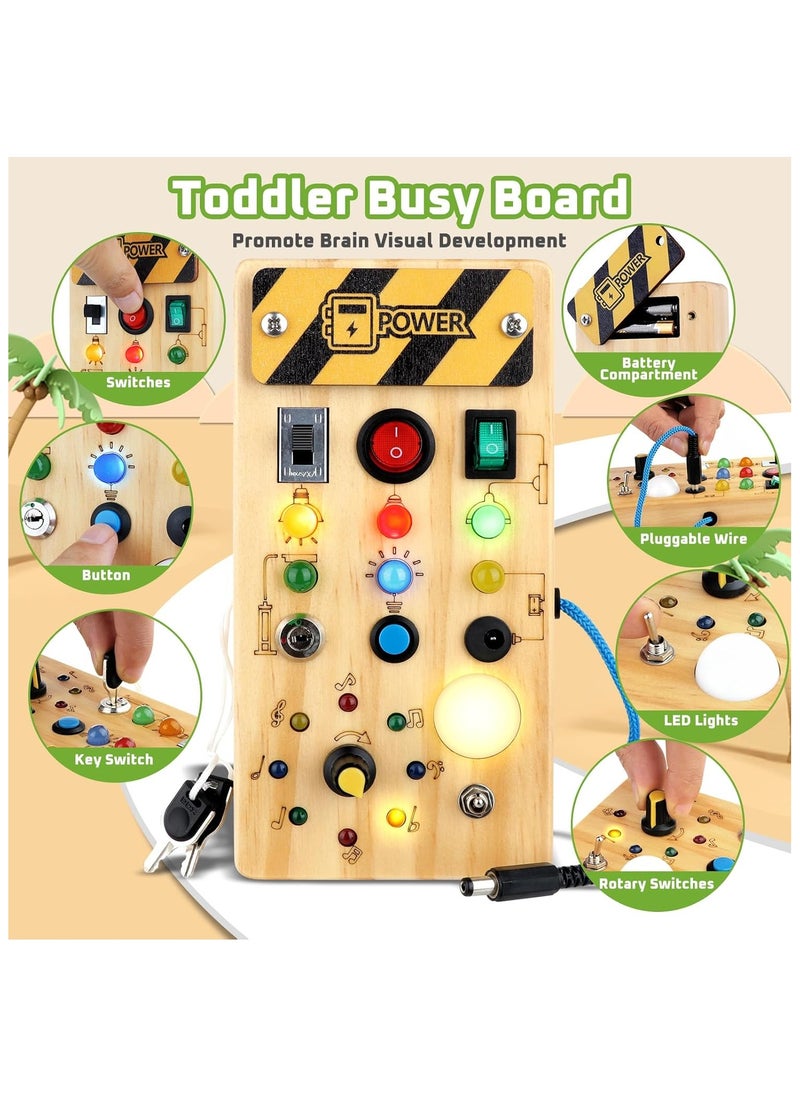 Busy Board with Led Light, Preschool Learning Activities Sensory Toys for Toddlers 1-3,Montessoti Toys 1 2 3 Year Old Birthday Gift