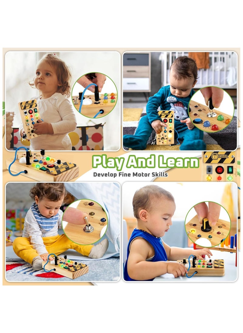 Busy Board with Led Light, Preschool Learning Activities Sensory Toys for Toddlers 1-3,Montessoti Toys 1 2 3 Year Old Birthday Gift