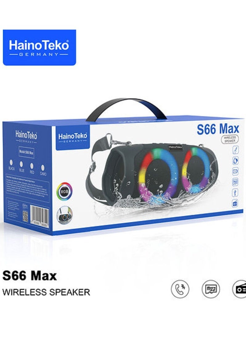 Haino Teko S66 Max Portable Wireless Speaker With High-Quality Audio RGB Lighting For Indoor and Outdoor Green