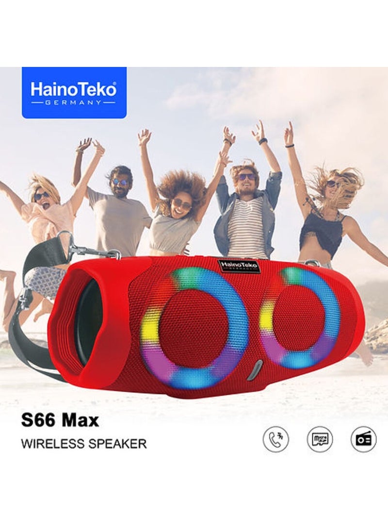 Haino Teko S66 Max Portable Wireless Speaker With High-Quality Audio RGB Lighting For Indoor and Outdoor Green