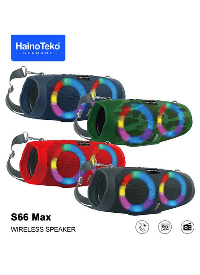 Haino Teko S66 Max Portable Wireless Speaker With High-Quality Audio RGB Lighting For Indoor and Outdoor Green