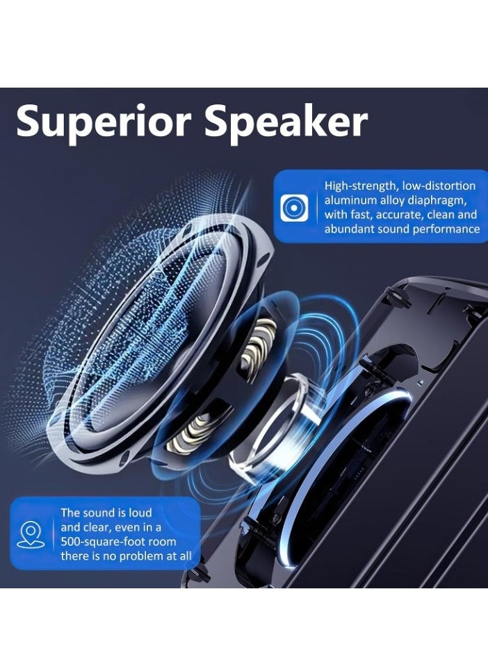 Bluetooth Subwoofer, Bluetooth Speaker With Two Microphones, Durable High Quality Sound Karaoke Machine, Portable Music Player With Remote Control And Led Lights, (Black)